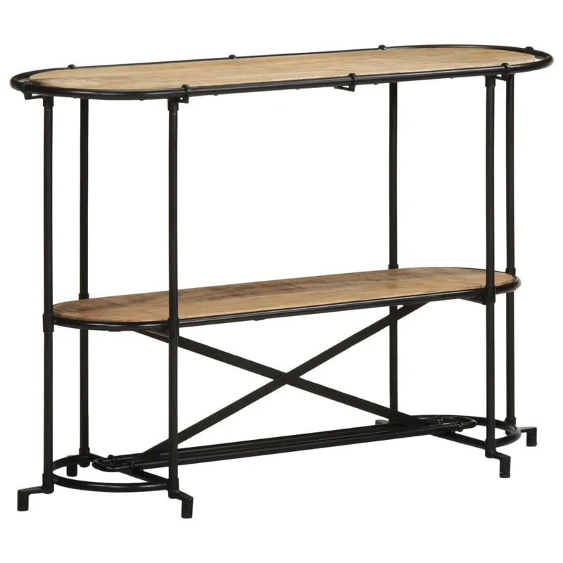 Meuble console d'entrée moderne avec étagères 110 x 42 x 76 cm bois massif de manguier et fer DEC031533