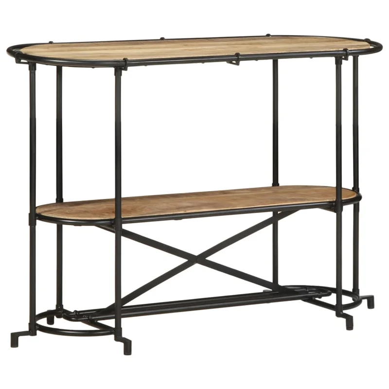 Meuble console d'entrée moderne avec étagères 110 x 42 x 76 cm bois massif de manguier et fer DEC031533