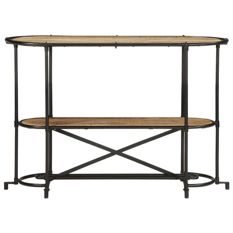 Meuble console d'entrée moderne avec étagères 110 x 42 x 76 cm bois massif de manguier et fer DEC031533