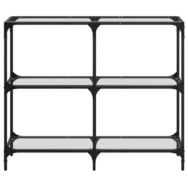 Table d'appoint d'entrée console avec dessus en verre transparent et acier 98 x 30 x 81cm DEC031354