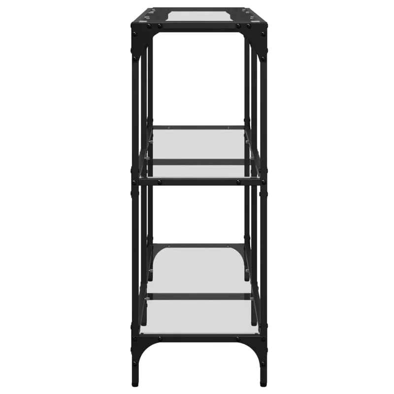 Table d'appoint d'entrée console avec dessus en verre transparent et acier 98 x 30 x 81cm DEC031354