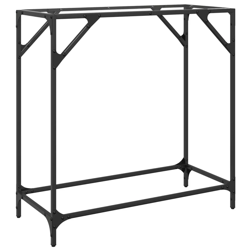 Table d'appoint d'entrée console avec dessus en verre transparent et acier 80 x 35 x 81 cm DEC031352