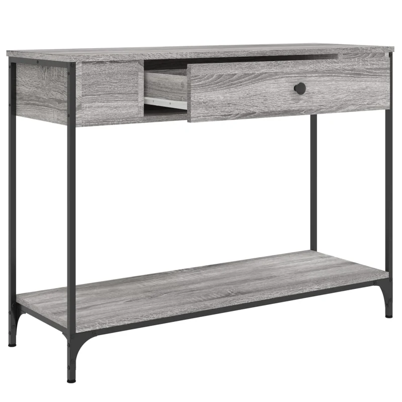 Meuble console d'entrée moderne table d'appoint avec tiroirs 100 x 34,5 x 75 cm bois d'ingénierie gris et métal DEC032196