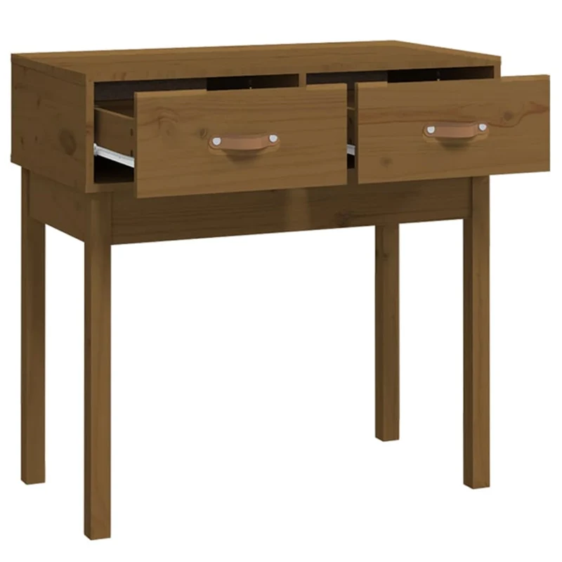 Meuble console d'entrée moderne table d'appoint avec tiroirs 76,5 x 40 x 75 cm bois de pin marron miel DEC032052