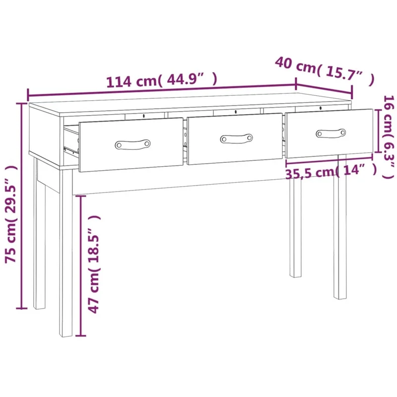 Meuble console d'entrée moderne table d'appoint avec tiroirs 114 x 40 x 75 cm bois de pin gris DEC032001