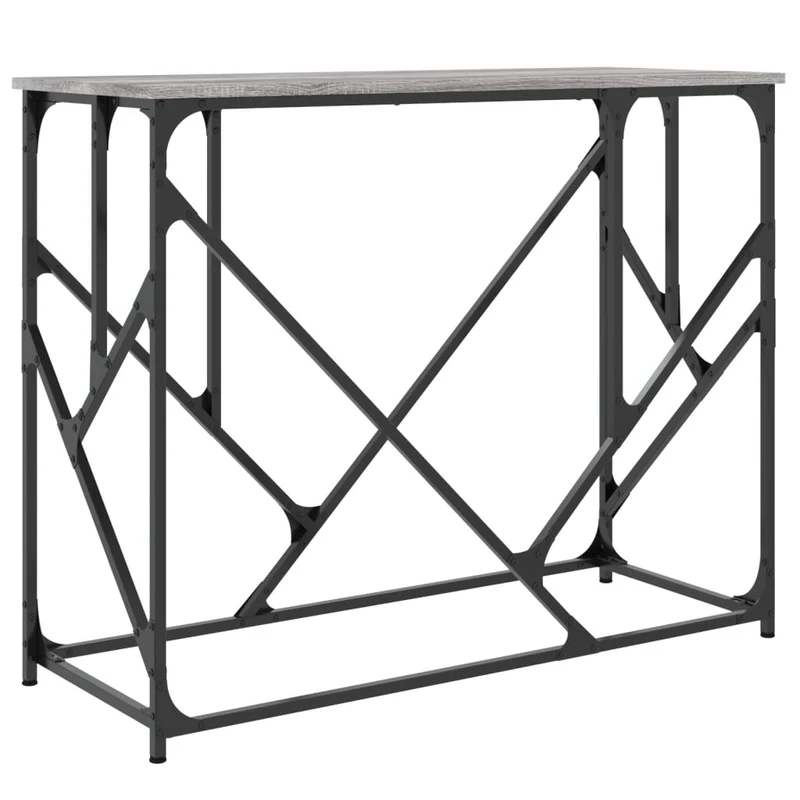 Table d'appoint console d'entrée 100 x 40 x 80 cm bois d'ingénierie gris et métal DEC032208