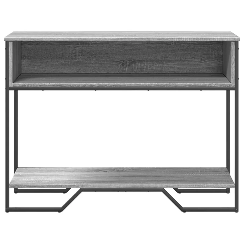 Table d'appoint console pratique avec compartiment de rangement 100 x 35 x 74,5 cm bois d'ingénierie gris et métal DEC032202