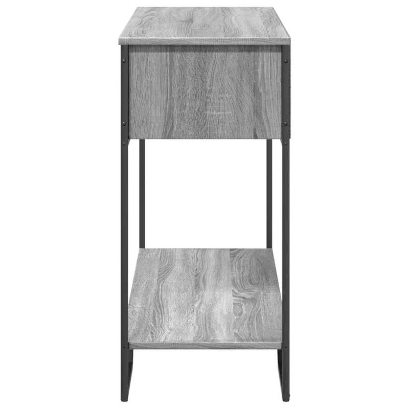 Table d'appoint console pratique avec compartiment de rangement 100 x 35 x 74,5 cm bois d'ingénierie gris et métal DEC032202