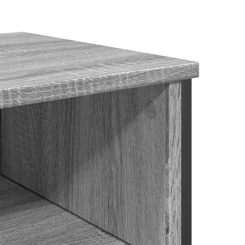 Table d'appoint console pratique avec compartiment de rangement 100 x 35 x 74,5 cm bois d'ingénierie gris et métal DEC032202