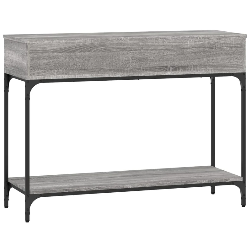 Table d'appoint console pratique avec tiroirs et étagère de rangement 100 x 34,5 x 75 cm bois d'ingénierie gris DEC032197