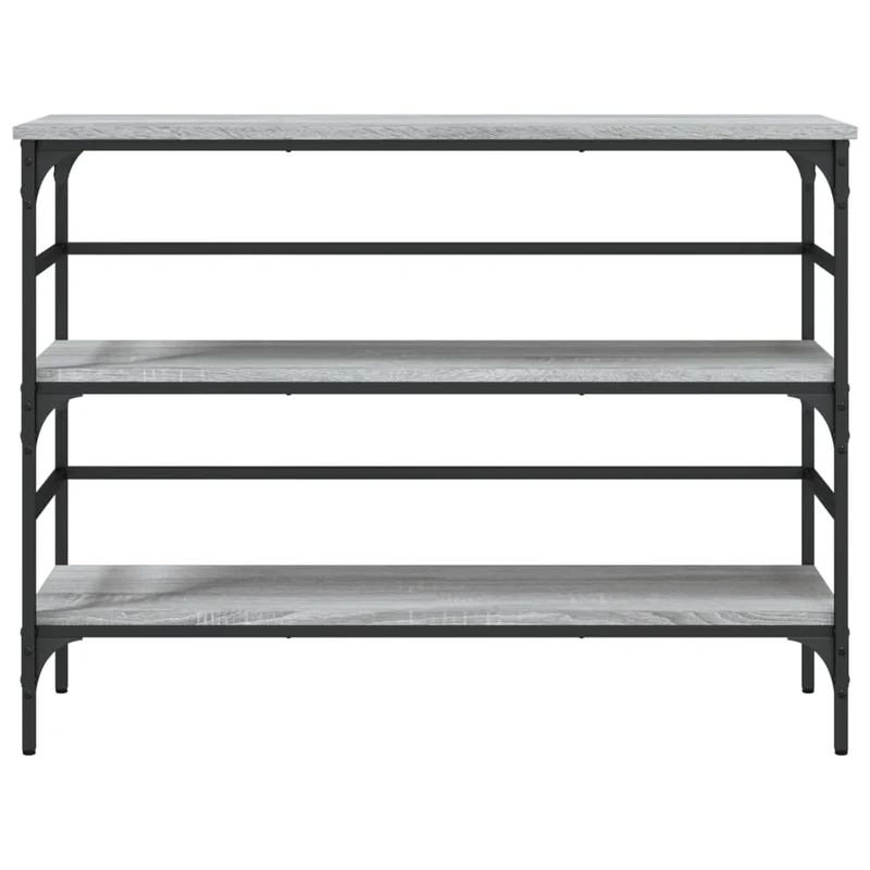 Table d'appoint console pratique avec étagères de rangement 100 x 32 x 75 cm bois d'ingénierie gris et métal DEC032195