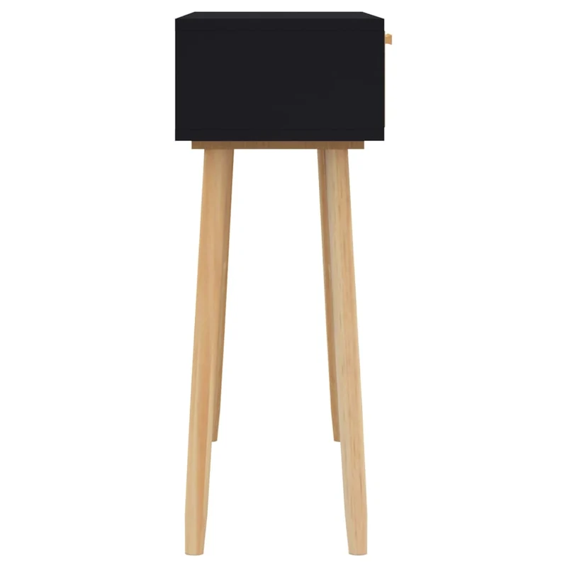 Table d'appoint console pratique avec tiroirs de rangement 80 x 30 x 75 cm bois massif pin /rotin naturel noir DEC032165