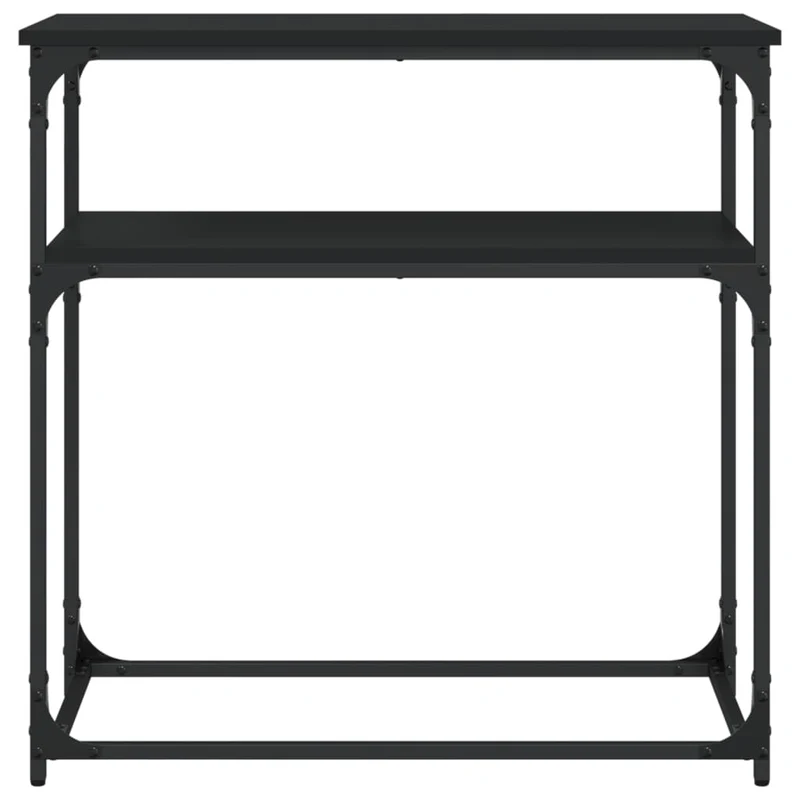 Table d'appoint console pratique avec étagères de rangement 75 x 35,5 x 75 cm bois d'ingénierie et métal noir DEC032158