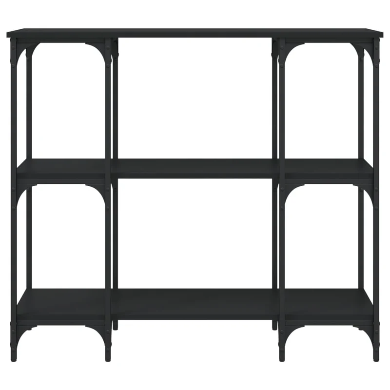 Table d'appoint console pratique avec étagères de rangement 102 x 35 x 90 cm bois d'ingénierie noir DEC032092