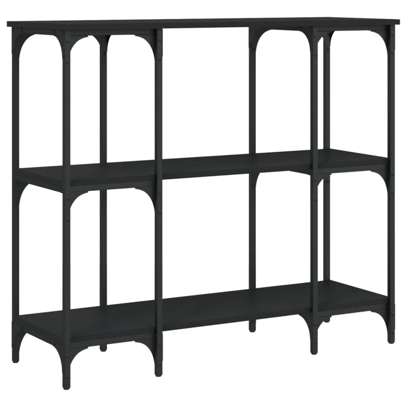 Table d'appoint console pratique avec étagères de rangement 102 x 35 x 90 cm bois d'ingénierie noir DEC032092