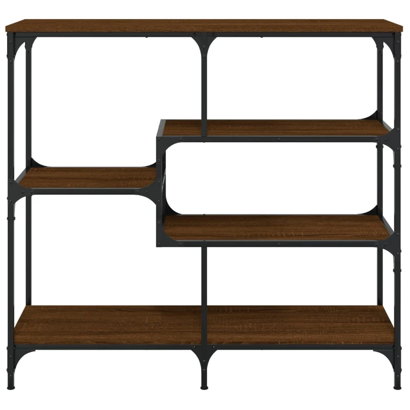 Table d'appoint console pratique avec étagères de rangement 103 x 32 x 95 cm bois d'ingénierie marron et métal DEC031855