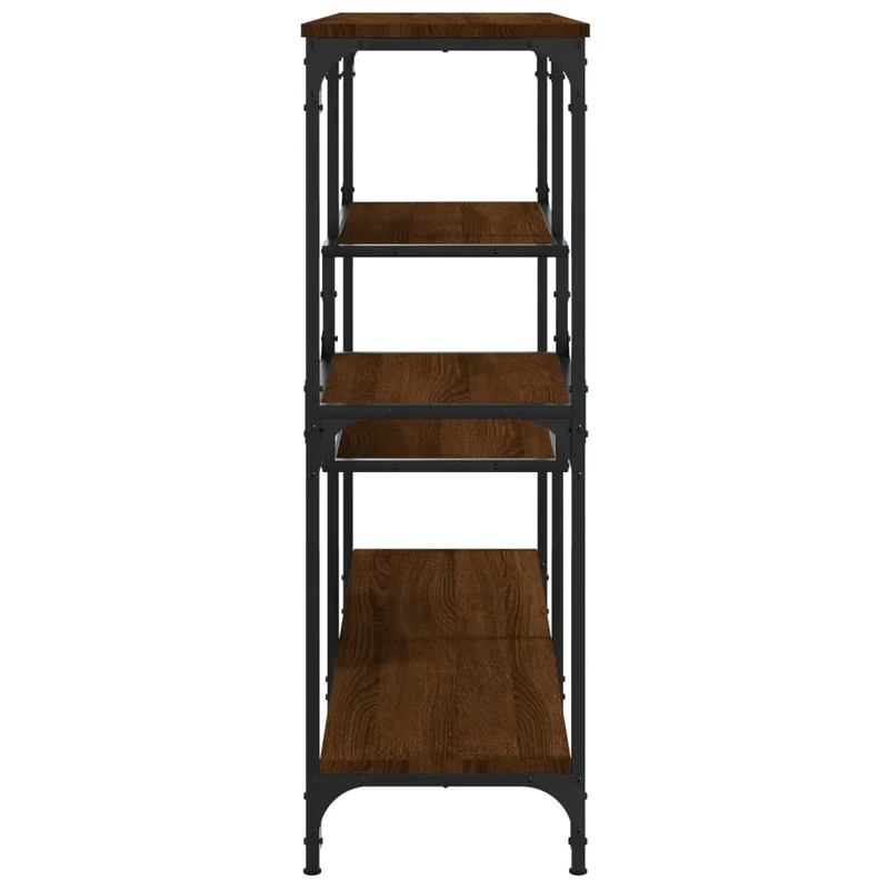 Table d'appoint console pratique avec étagères de rangement 103 x 32 x 95 cm bois d'ingénierie marron et métal DEC031855