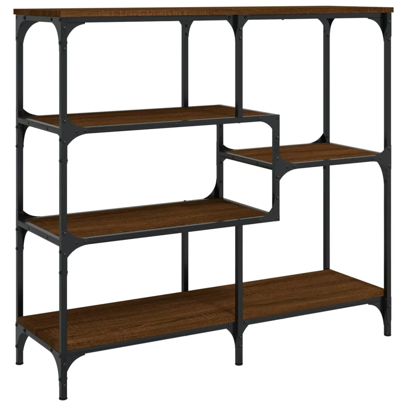 Table d'appoint console pratique avec étagères de rangement 103 x 32 x 95 cm bois d'ingénierie marron et métal DEC031855