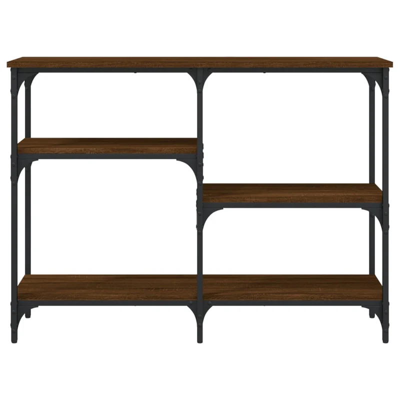 Table d'appoint console pratique avec étagères de rangement 102 x 29 x 75 cm bois d'ingénierie marron et métal DEC031852