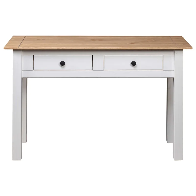 Table console meuble de bureau avec tiroirs 110 x 40 x 72 cm en bois de pin blanc DEC031691