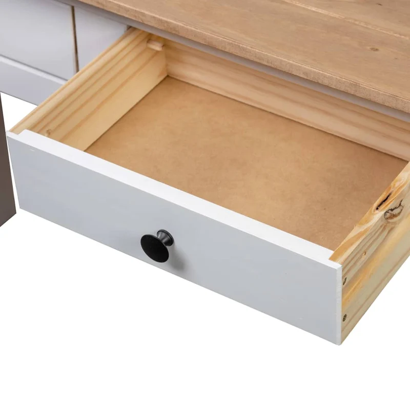 Table console meuble de bureau avec tiroirs 110 x 40 x 72 cm en bois de pin blanc DEC031691
