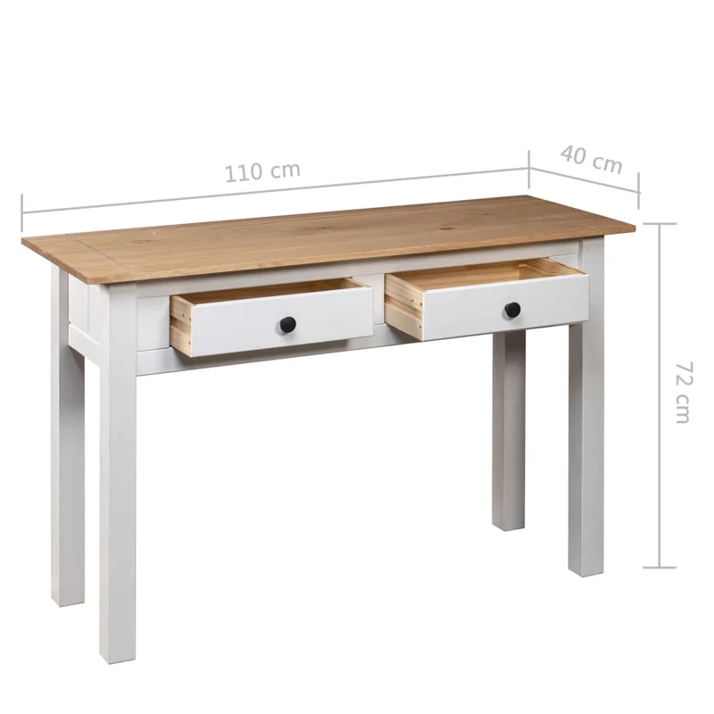 Table console meuble de bureau avec tiroirs 110 x 40 x 72 cm en bois de pin blanc DEC031691