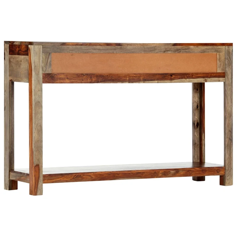 Table console avec 3 tiroirs 120 x 30 x 75 cm bois massif gris DEC031623