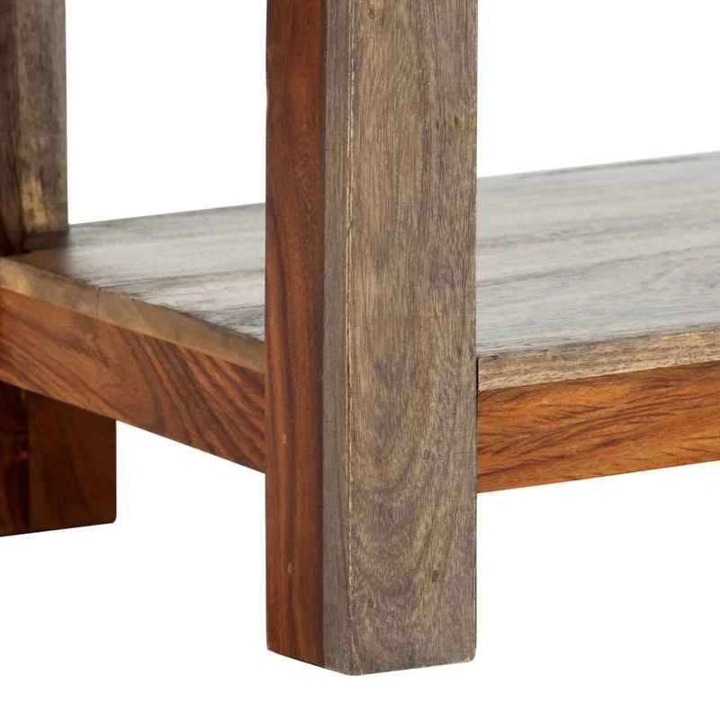 Table console avec 3 tiroirs 120 x 30 x 75 cm bois massif gris DEC031623
