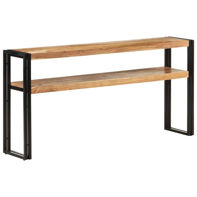 Table d'appoint console pratique avec étagères de rangement 150 x 30 x 75 cm bois d'acacia et fer DEC031560