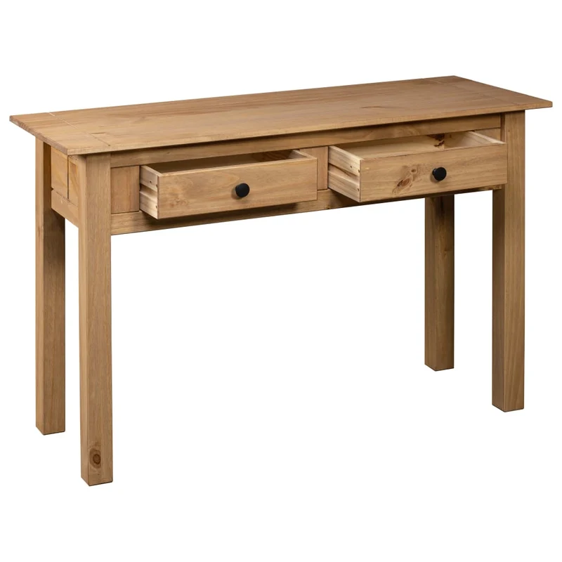 Table console bureau avec deux tiroirs de rangement 110 x 40 x 72 cm en bois de pin DEC031525