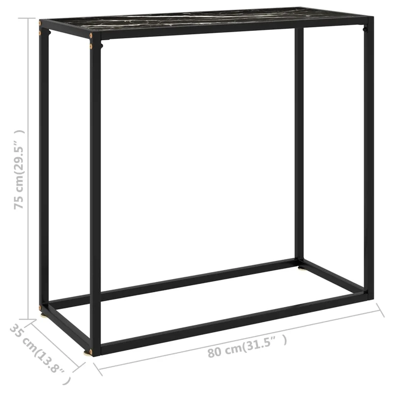 Table d'appoint console pratique pour une entrée organisée 80 x 35 x 75 cm verre trempé et acier DEC032170