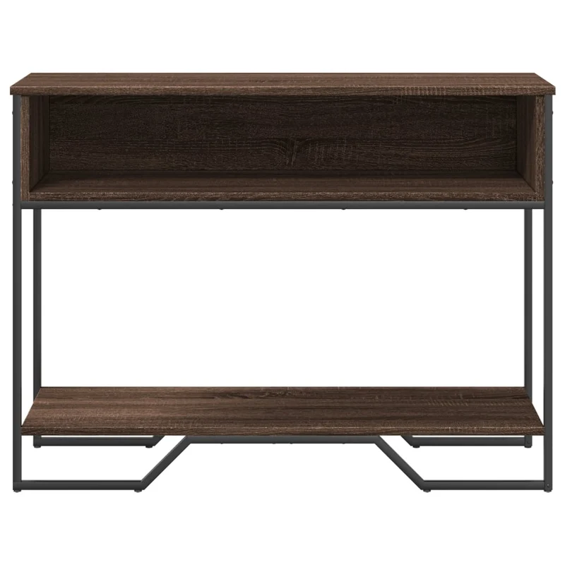 Table d'appoint console pratique avec compartiment de rangement 100 x 35 x 74,5 cm bois d'ingénierie marron et métal DEC031843
