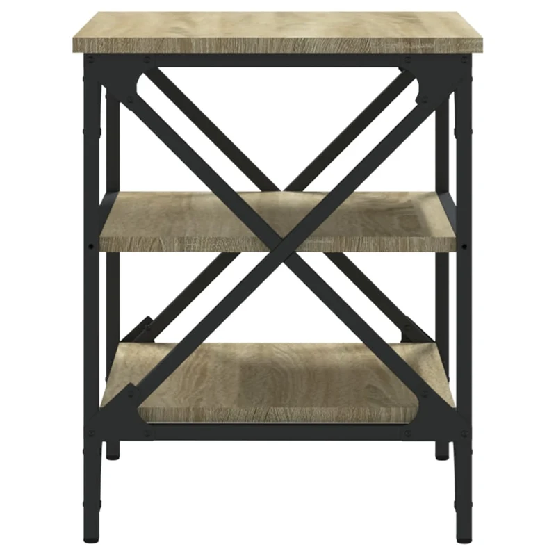 Lot de 2 tables d'appoint avec étagères 40 x 42 x 50 cm bois ingénierie et acier DEC032628