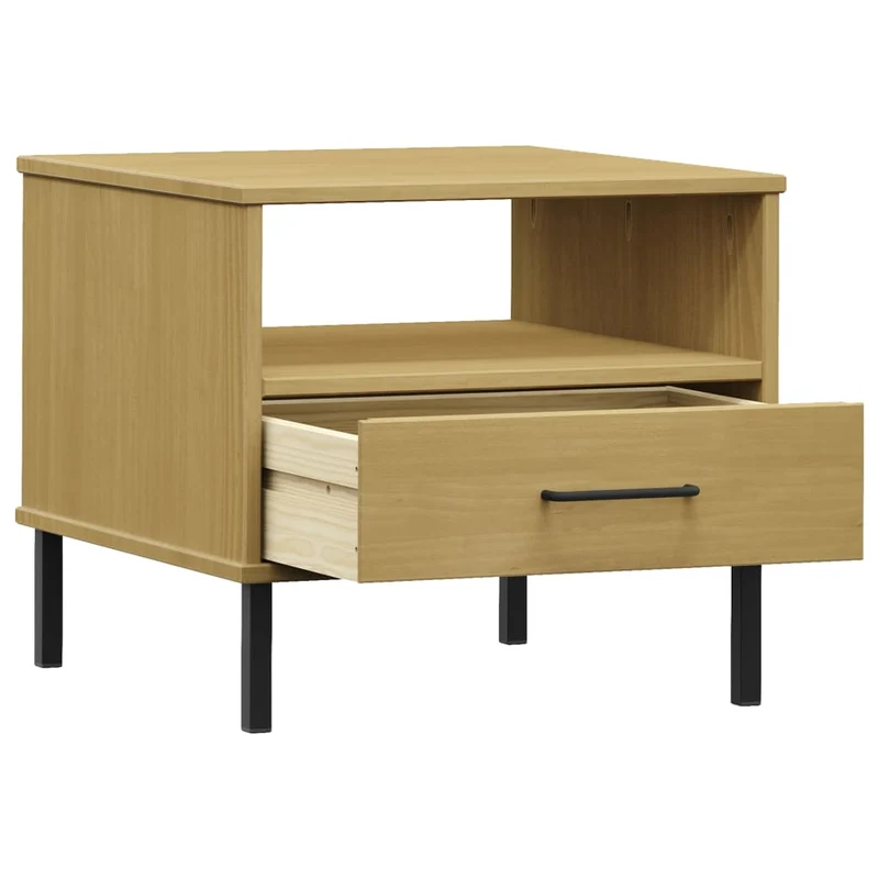 Table de chevet avec tiroir et compartiment 50 x 50 x 45 cm en bois pin marron DEC032561