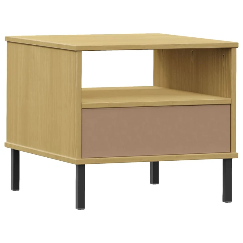 Table de chevet avec tiroir et compartiment 50 x 50 x 45 cm en bois pin marron DEC032561