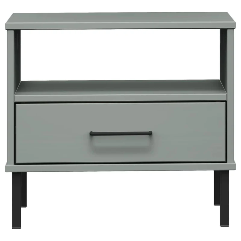 Table de chevet avec tiroir et compartiment 50 x 50 x 45 cm en bois de pin gris DEC032560