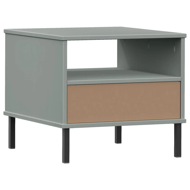 Table de chevet avec tiroir et compartiment 50 x 50 x 45 cm en bois de pin gris DEC032560