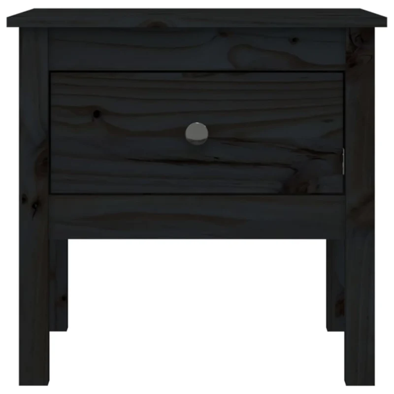 Table d'appoint chevet avec tiroir 50 x 50 x 49 cm en bois de pin noir DEC032499