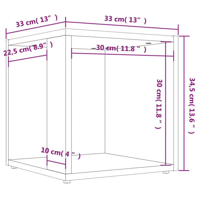 Table d'appoint meuble d'angle support de plantes 33 x 33 x 34,5 cm bois d'ingénierie gris DEC032448