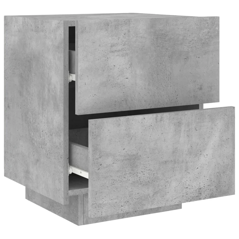 Table de chevet avec 2 tiroirs et LED 45 x 40 x 55 cm en bois d'ingénierie gris DEC032804