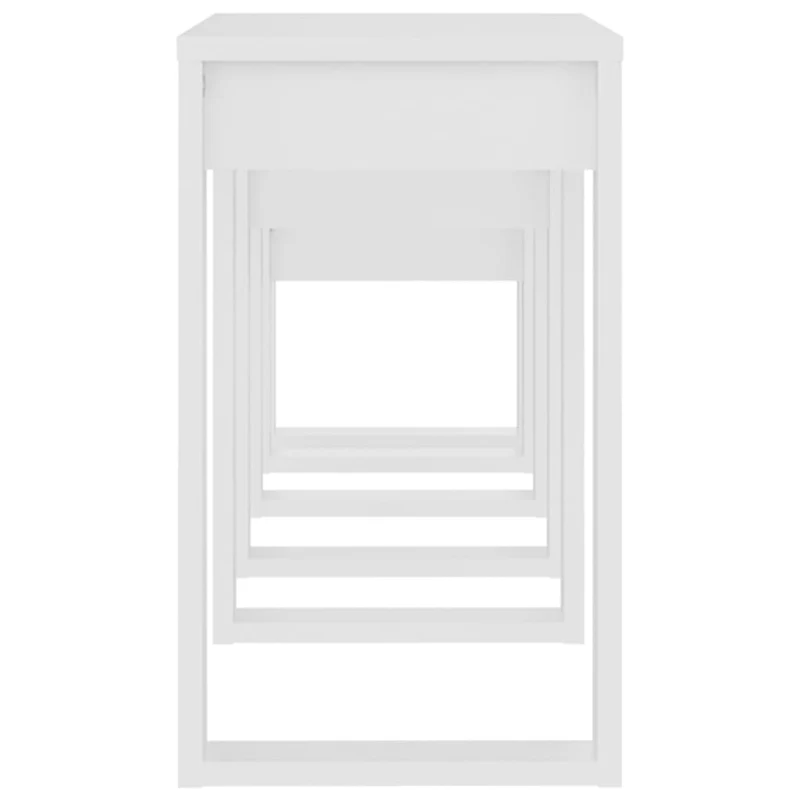 Lot de 3 tables d'appoint gigognes en bois d'ingénierie blanc DEC032696