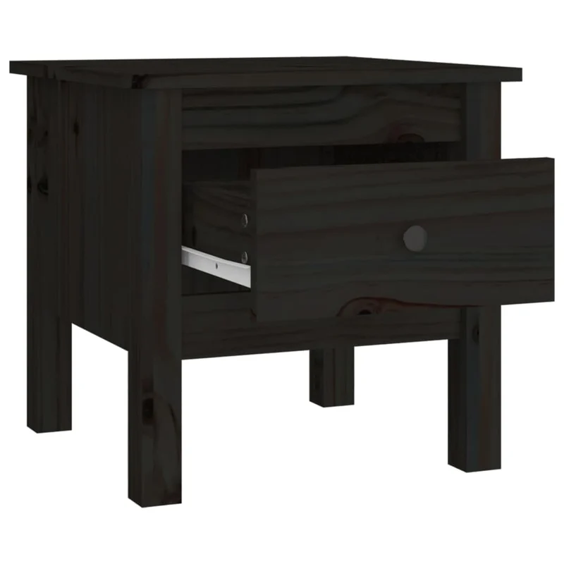 Tables d'appoint chevet avec tiroir 40 x 40 x 39 cm bois massif de pin noir DEC032640