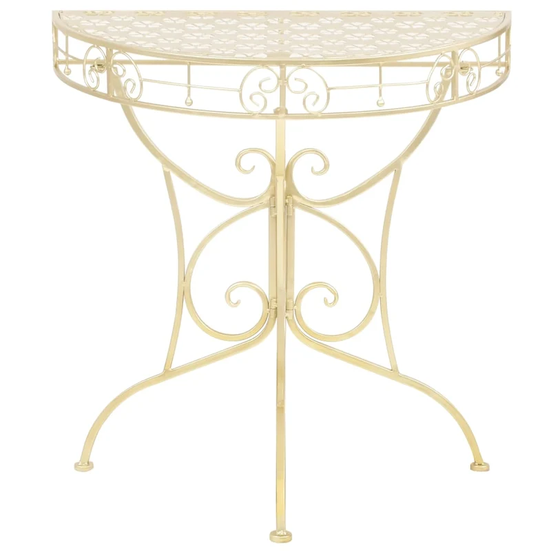 Table d'appoint plateau demi-rond 72 x 36 x 74 cm en métal doré DEC032548
