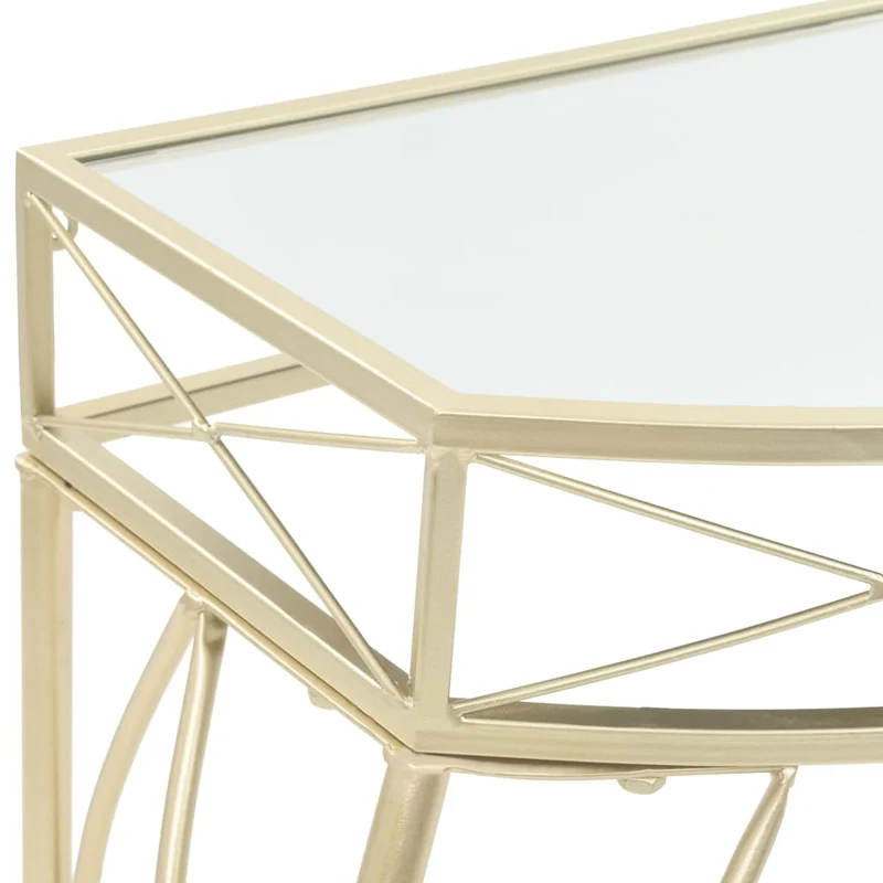 Table d'appoint console d'entrée avec tiroir 82 x 39 x 76 cm en métal doré et verre DEC032541