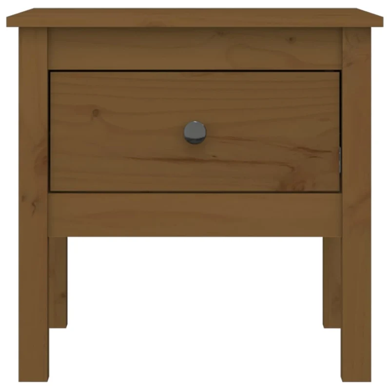 Table d'appoint chevet avec tiroir 50 x 50 x 49 cm en bois massif de pin brun DEC032473