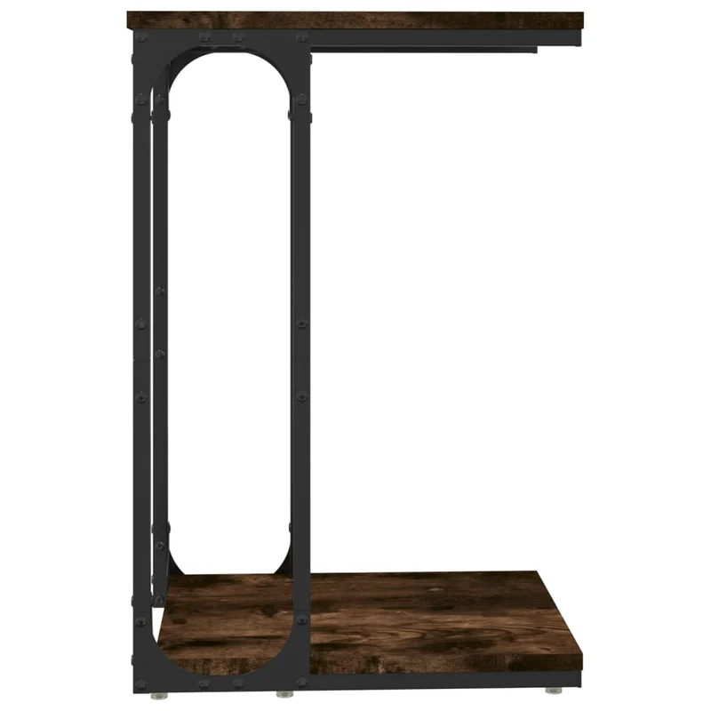 Table d'appoint bout de canapé en forme de C 40 x 30 x 60 cm bois d'ingénierie marron et acier DEC032383