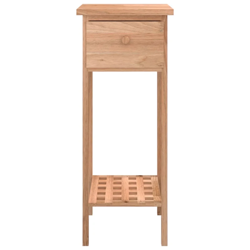 Table d'appoint support plante avec tiroir et étagère 25 x 25 x 60 cm bois massif de noyer DEC032340