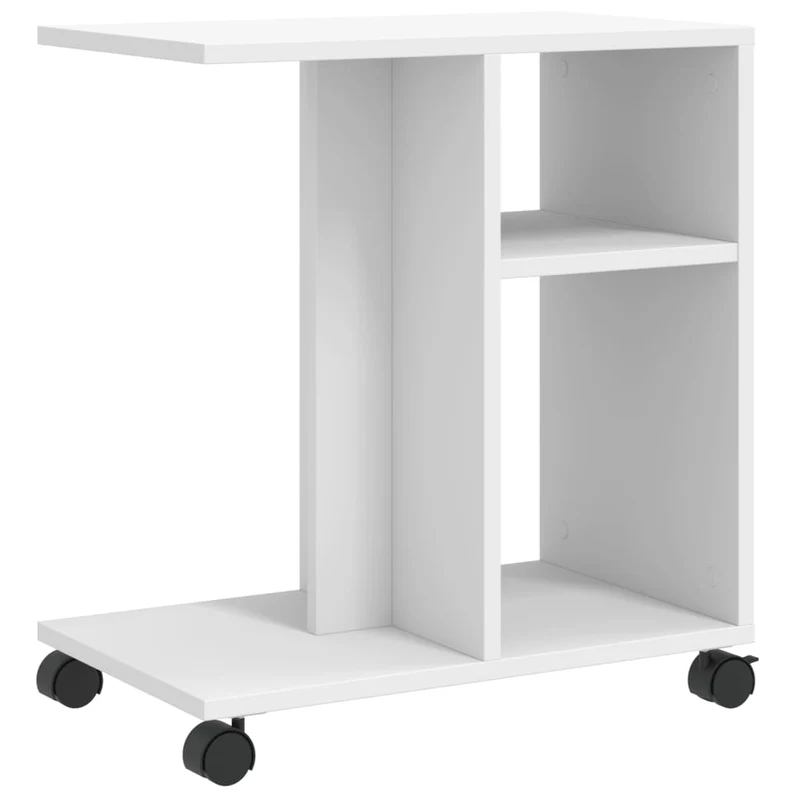 Table d'appoint meuble de salon sur roulettes 50 x 30 x 55 cm bois d'ingénierie blanc DEC032324