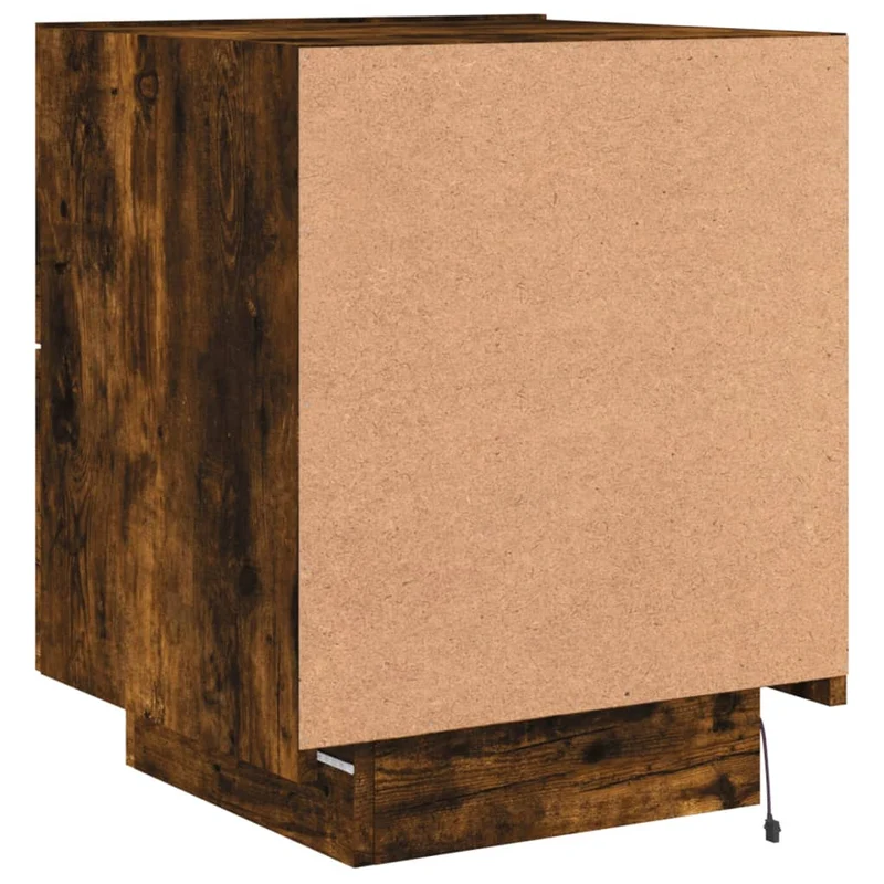 Table de chevet avec tiroirs et lumières LED RVB bois d'ingénierie marron DEC032790