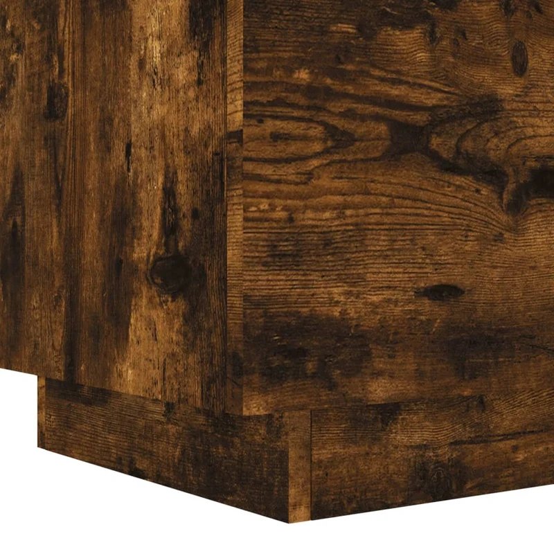 Table de chevet avec tiroirs et lumières LED RVB bois d'ingénierie marron DEC032790